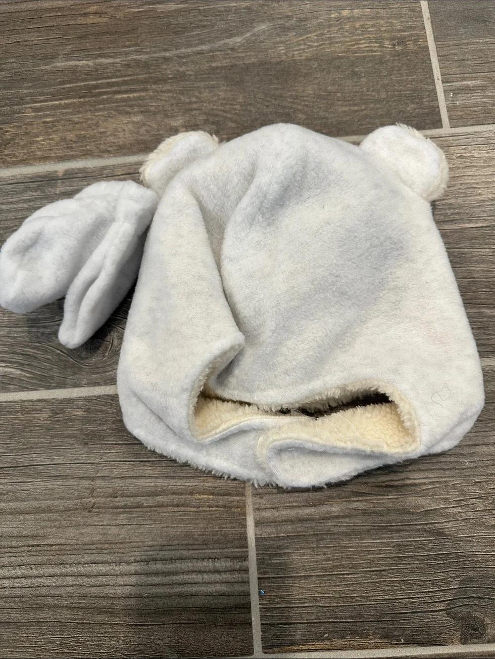 Old Navy Baby Cream Teddy Ear Hat with Matching Mittens